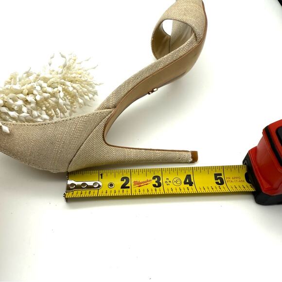 Sam Edelman Gillie Ankle Strap Sandal Heel Sand Linen Beaded 8 - Picture 11 of 11